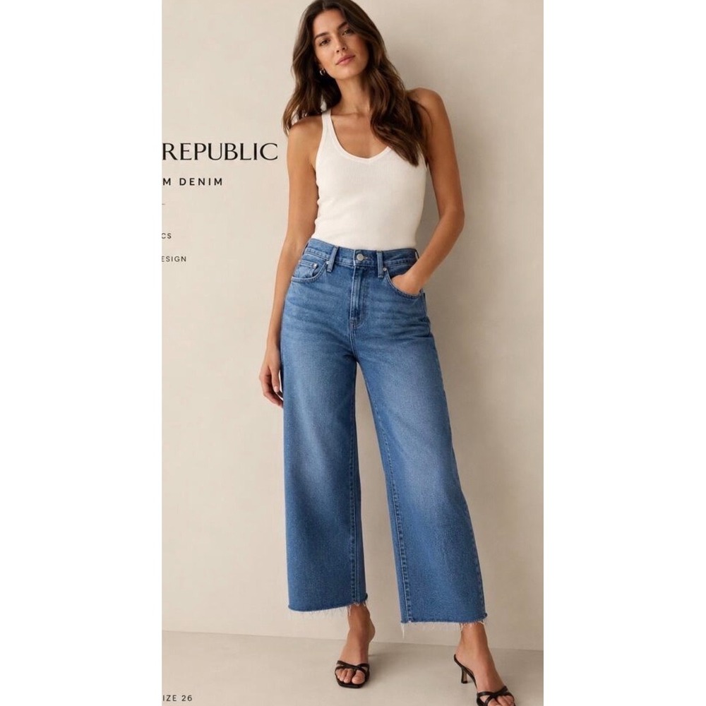 Banana Republic High Rise Wide Leg Crop Jeans 31L Medium Vintage. Super Soft.